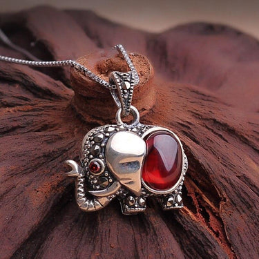Elephant Symbol Red Garnet Necklace-Your Soul Place